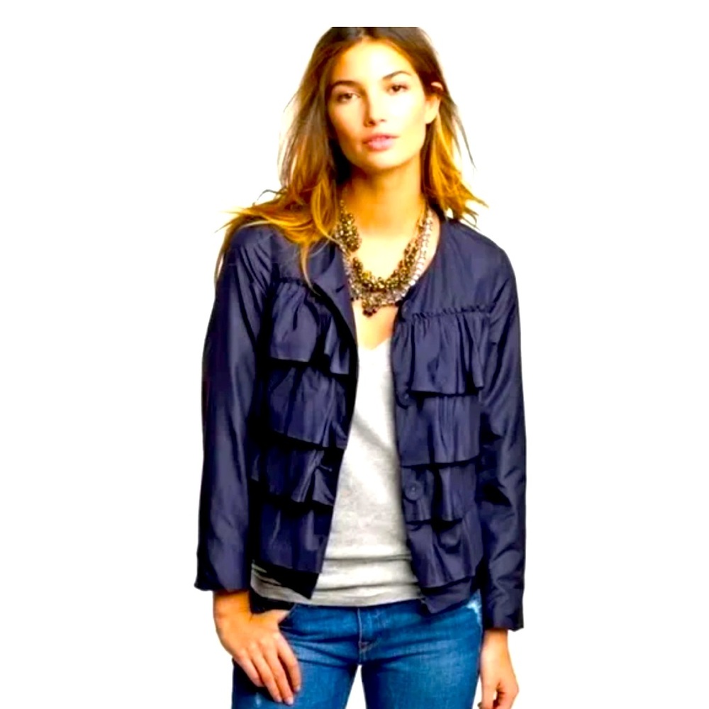 Jaipur Women's Navy Ruffle Blazer